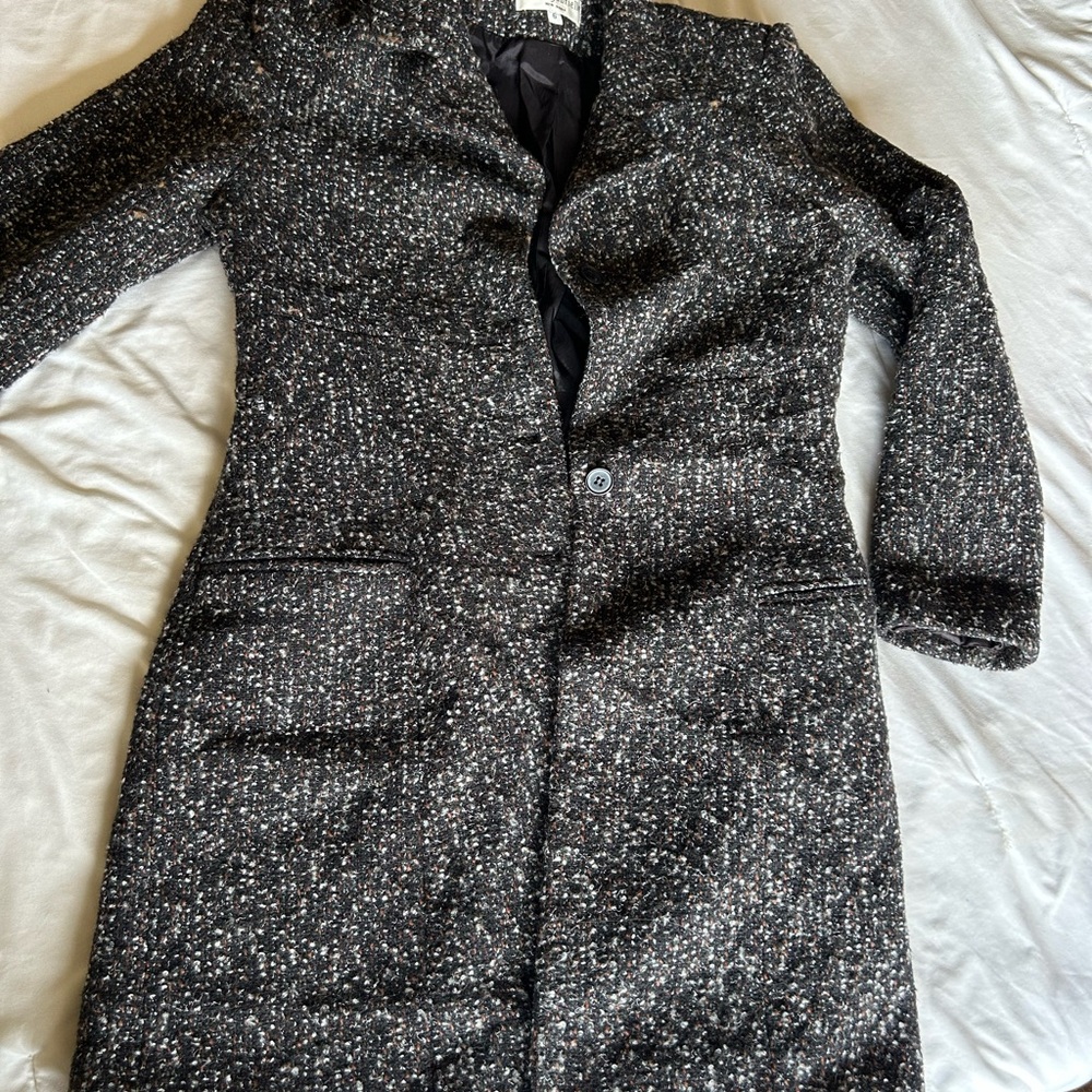 Lena Gabrielle Women's Black Tweed Long Coat